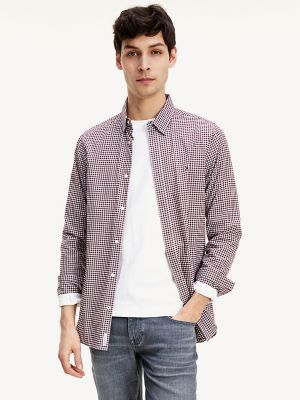 Slim Fit Peached Gingham Shirt | Tommy 