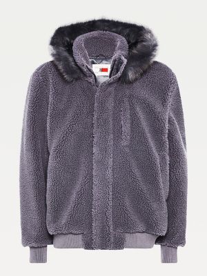 tommy hilfiger bomber jacket with fur