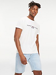 타미 힐피거 티셔츠 Tommy Hilfiger Organic Cotton Tommy Logo T-Shirt,SNOW WHITE