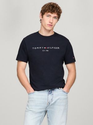Embroidered Tommy Logo Slim Fit T-Shirt, Navy