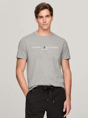 Embroidered Tommy Logo Slim Fit T-Shirt, Cloud Heather
