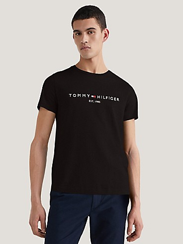 타미 힐피거 티셔츠 Tommy Hilfiger Organic Cotton Tommy Logo T-Shirt,JET BLACK