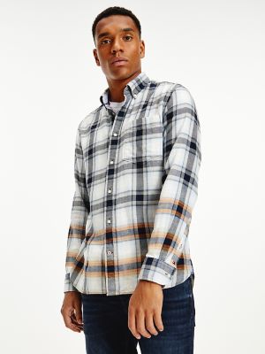 OVERSIZED COTTON AND LINEN CHECK SHIRT