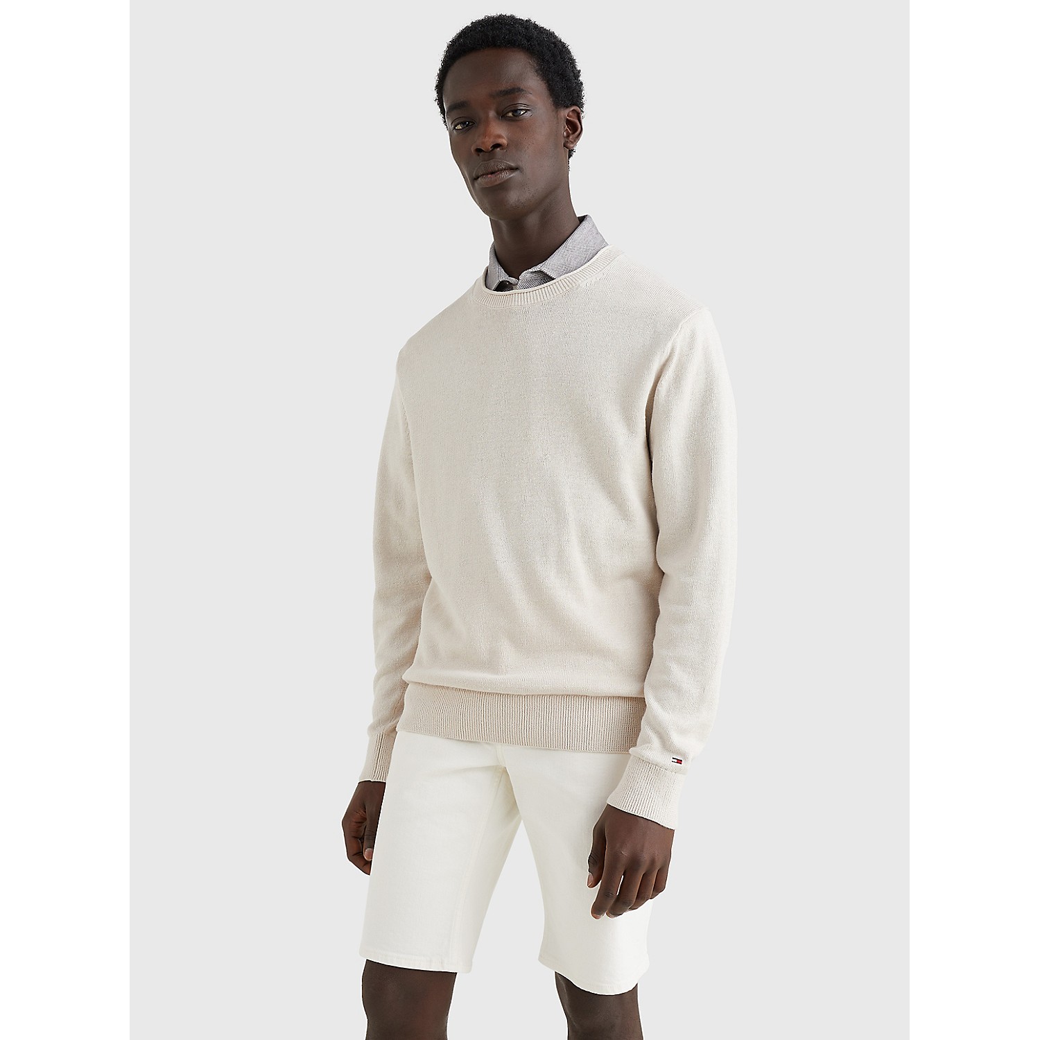 TOMMY HILFIGER Solid Rolled Linen Sweater