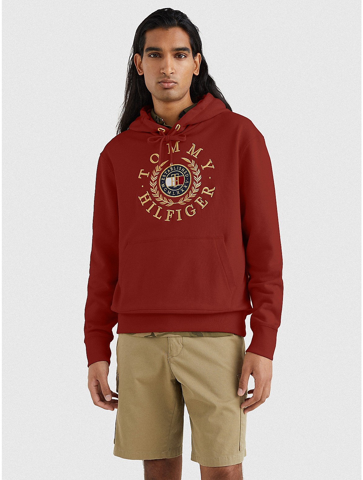 Tommy Hilfiger Men's Icon Circle Logo Hoodie - Red - XS