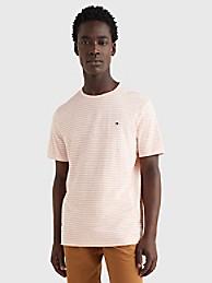 타미 힐피거 Tommy Hilfiger Stripe T-Shirt,SUNSET PEACH/IVORY