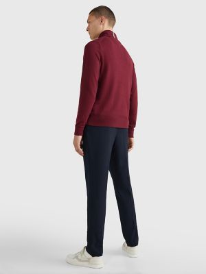 Cotton Cashmere Blend Turtleneck Sweater, Deep Rouge