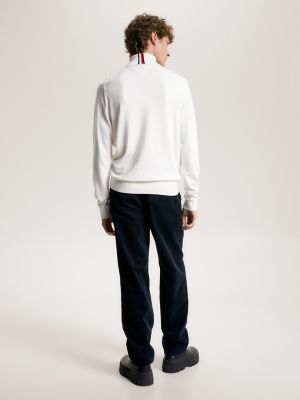 Cotton Cashmere Blend Turtleneck Sweater, Ancient White