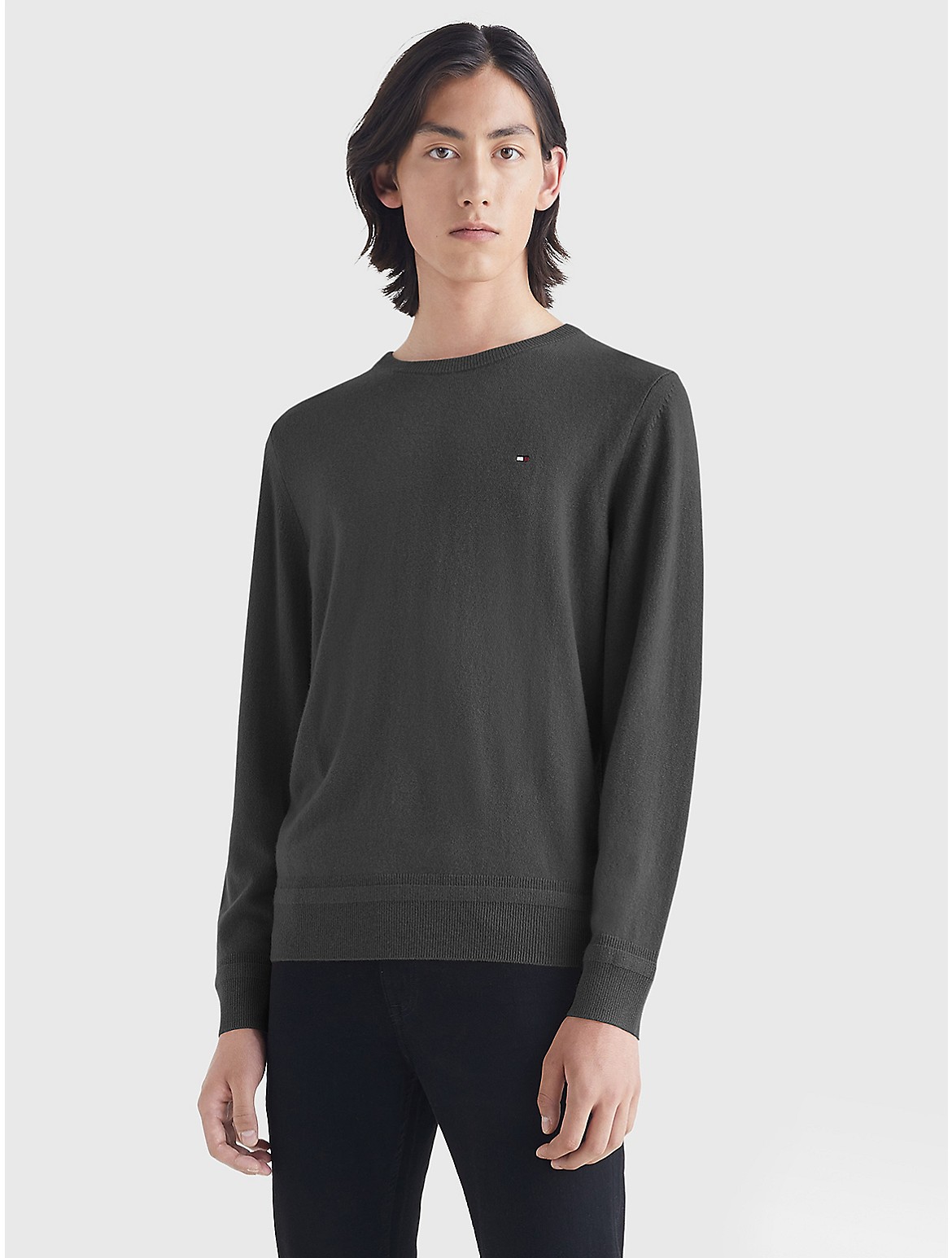 Shop Tommy Hilfiger Recycled Cashmere Crewneck Sweater In Dark Grey Heather