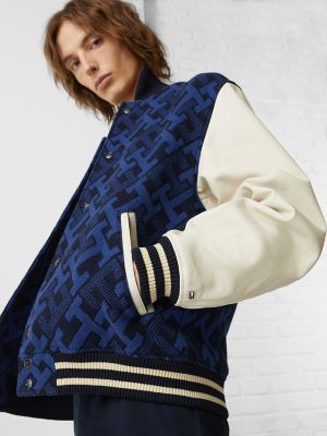 Tommy Hilfiger TH Monogram Leather Varsity Jacket - ShopStyle