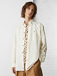 타미 힐피거 Tommy Hilfiger TH Monogram Relaxed Fit Coupe Shirt,IVORY / CLASSIC BEIGE