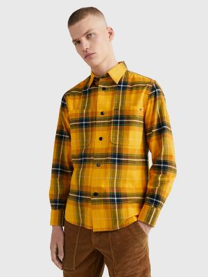 Mens yellow tommy hilfiger hot sale shirt