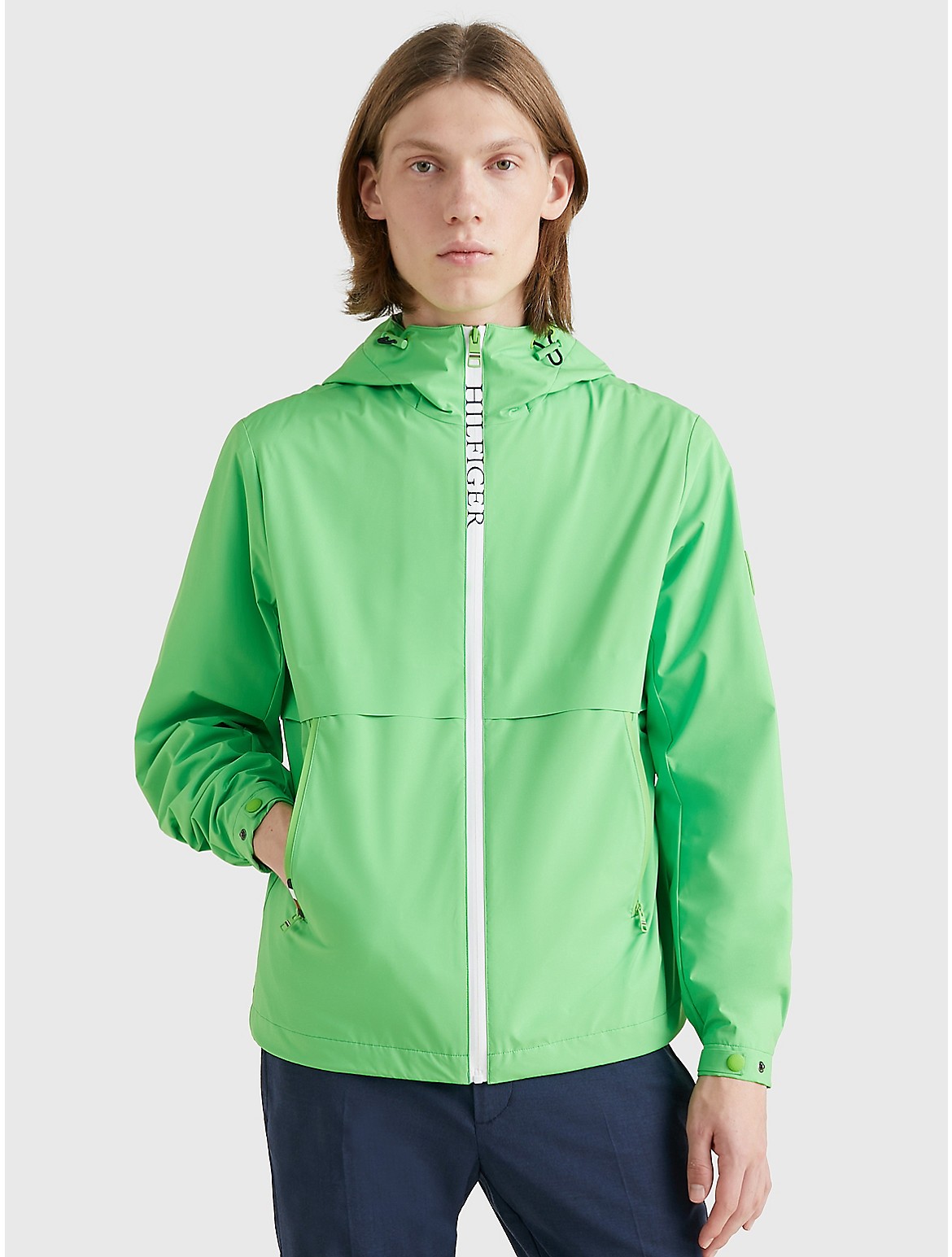 Tommy Hilfiger Men's THProtect Hooded Sailing Windbreaker - Green - XL
