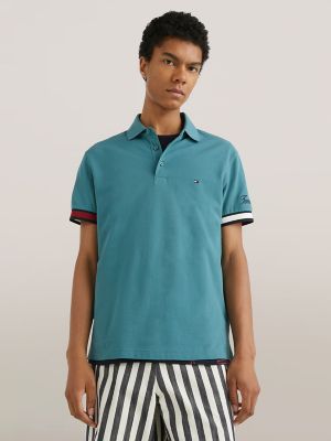 Slim Fit Flag Cuff Polo, Frosted Green
