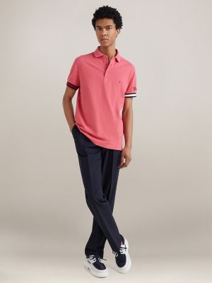 Slim Fit Flag Cuff Polo, Deep Crimson Fruit