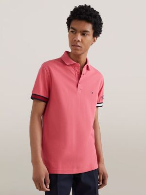 Slim Fit Flag Cuff Polo, Deep Crimson Fruit