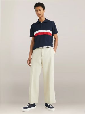 Slim Fit Tommy Stripe Polo, Navy