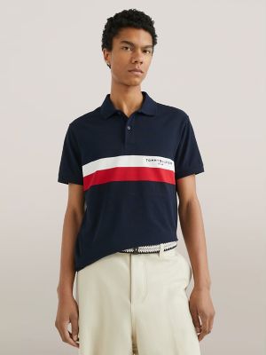 Slim Fit Tommy Stripe Polo, Navy