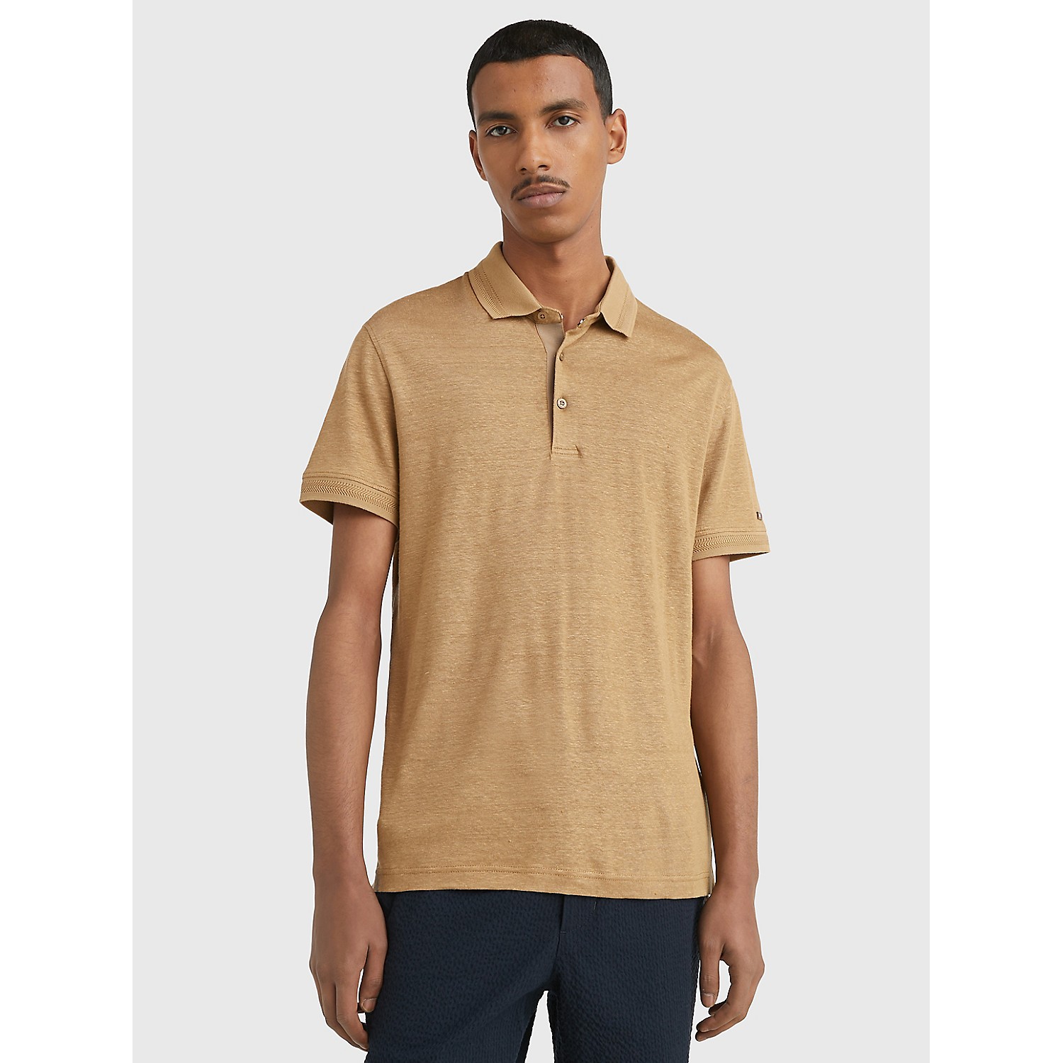 TOMMY HILFIGER Slim Fit Solid Linen Polo