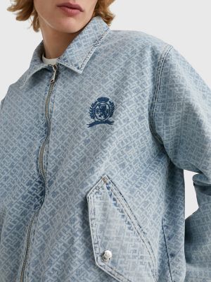 Tommy Jeans MONOGRAM TRUCKER JACKET Blue - INDIGO DENIM STONE WASHED