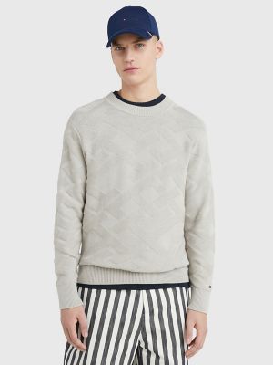 Monogram Stitch Crewneck Sweater Tommy Hilfiger USA