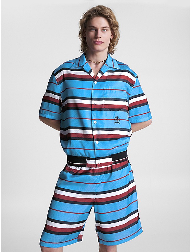 Stripe Monogram Camp Collar Shirt, Tommy Hilfiger in 2023