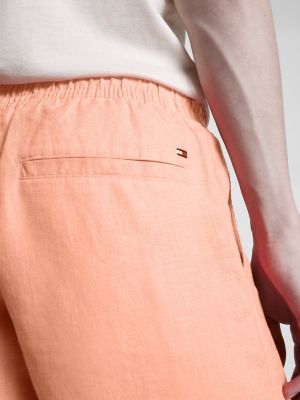 Tommy Hilfiger Men's Linen Shorts with Quick Dry, Peach Dusk, 29