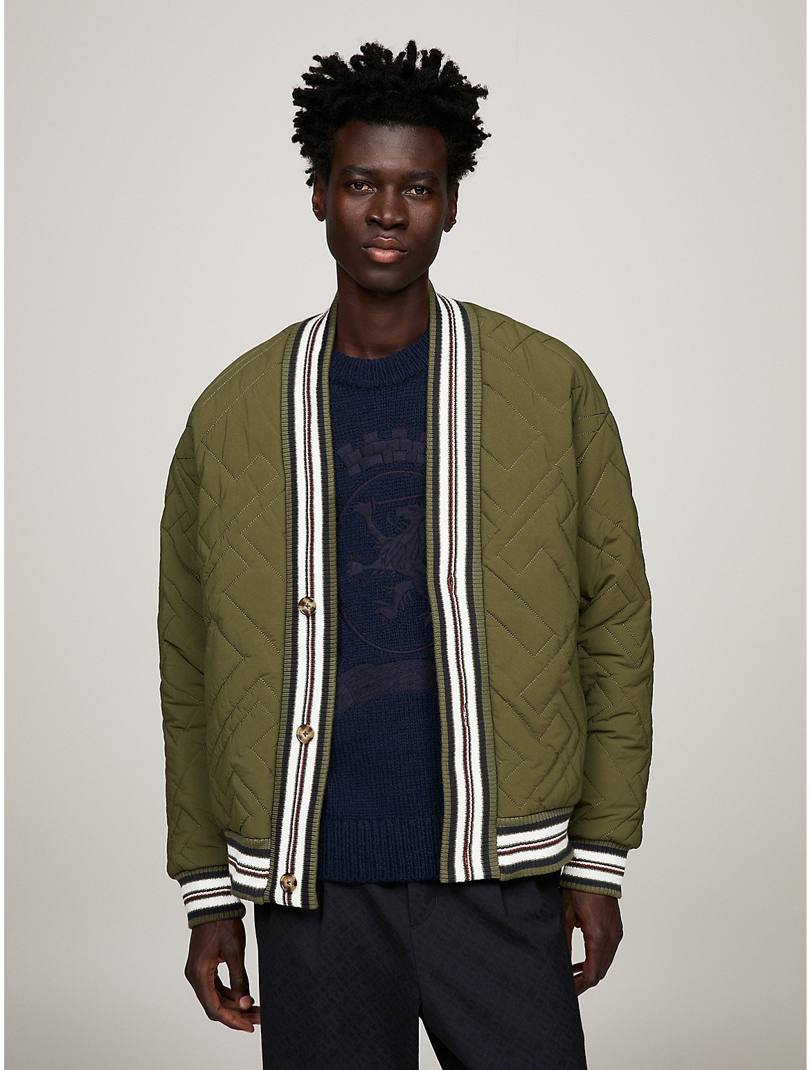 Tommy Hilfiger Quilted Monogram Jacket In Putting Green