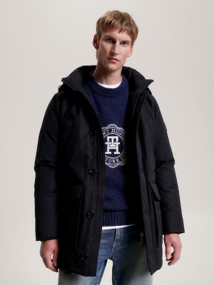 Lightweight Hooded Down Parka, Black