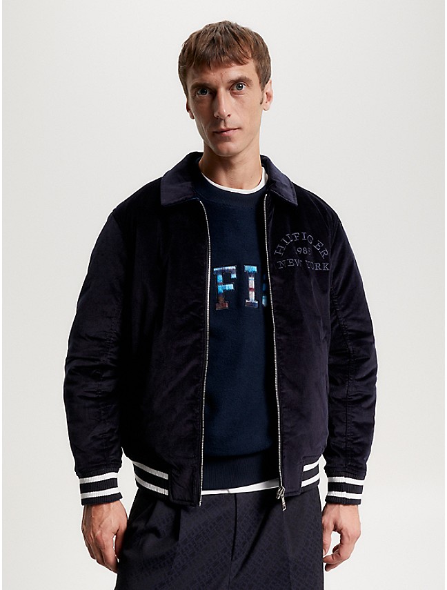 Tommy Hilfiger Mixed Media Zip Sweatshirt Jacket Navy