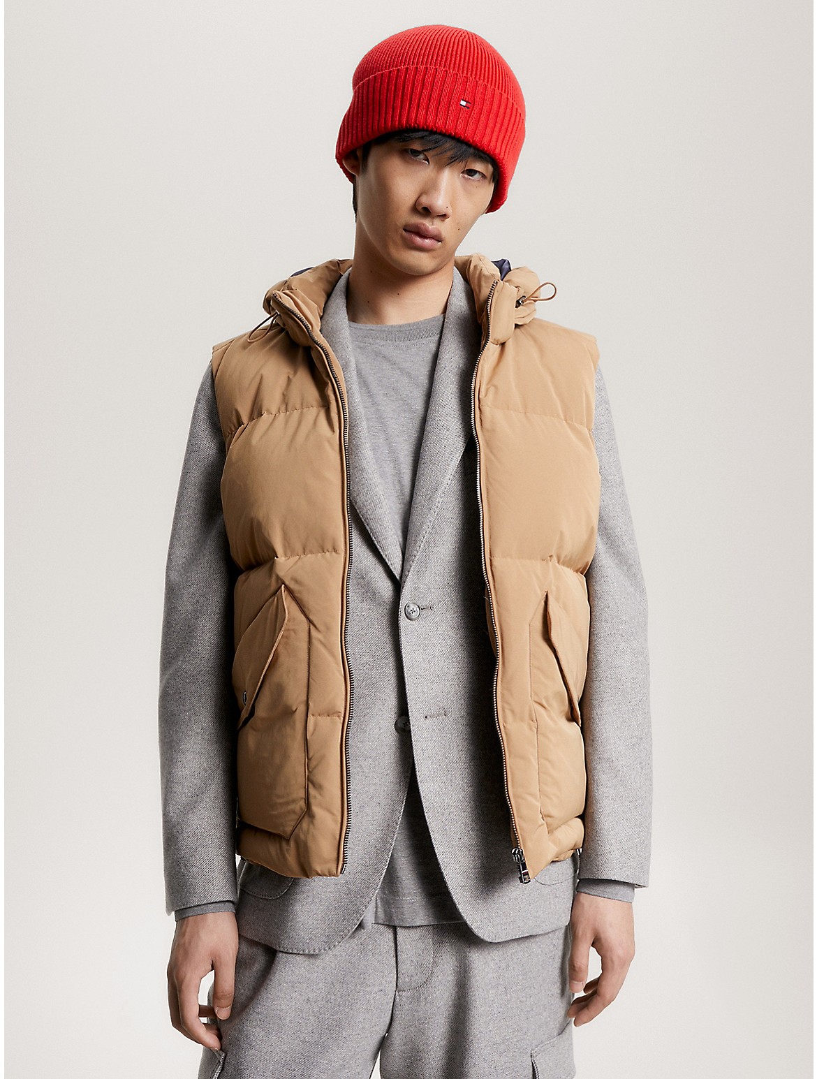 Tommy Hilfiger Hooded Down Puffer Vest In Countryside Khaki