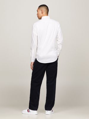 Slim Fit Solid Cotton Jersey Shirt, White