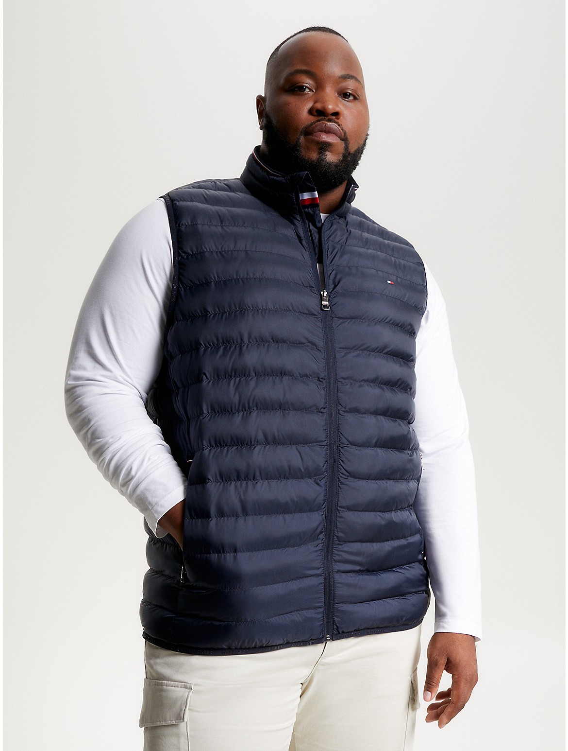 Tommy Hilfiger Men's Big and Tall Recycled Packable Vest - Blue - XXXL