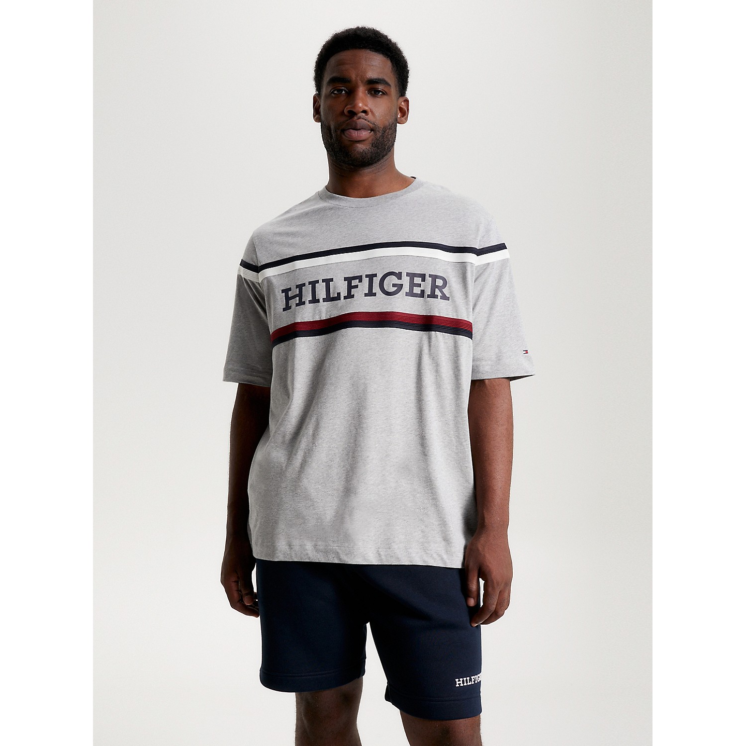 TOMMY HILFIGER Big and Tall Stripe Monotype T-Shirt