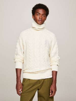 Regular Fit Cable-knit Sweater - White - Men
