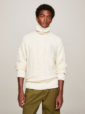 Relaxed Fit Cable-knit Sweater - Orange - Men