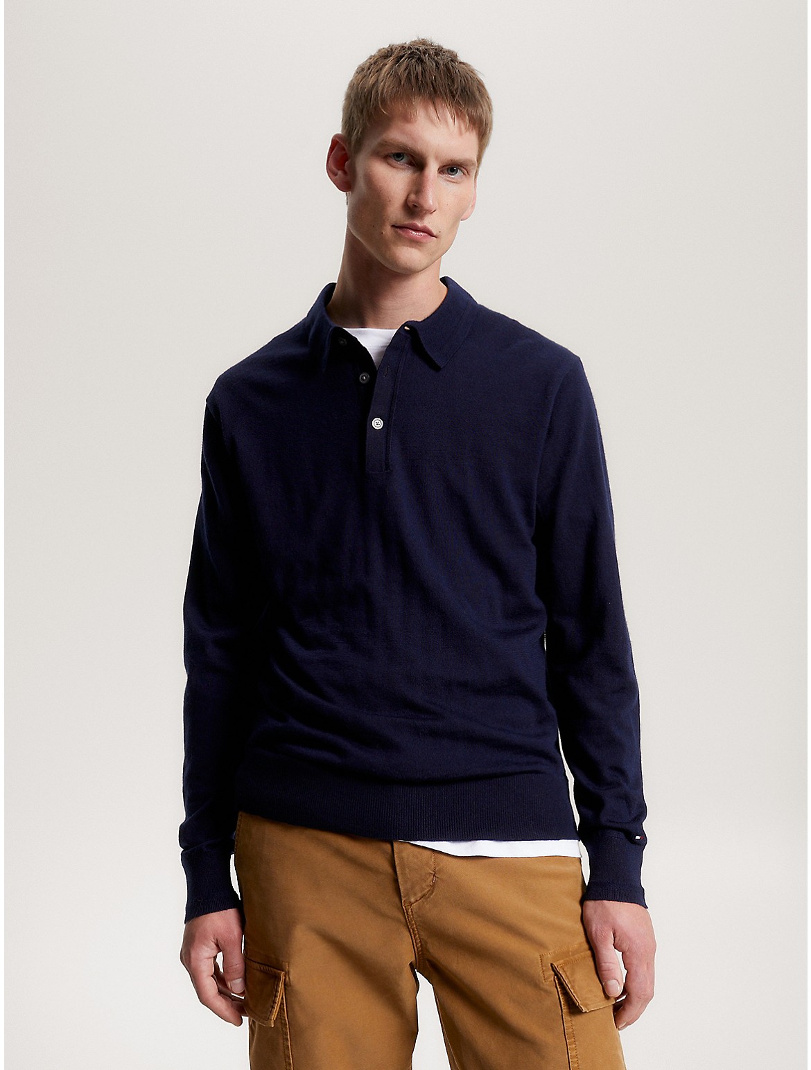 Tommy Hilfiger Men's Relaxed Fit Merino Wool Polo Sweater