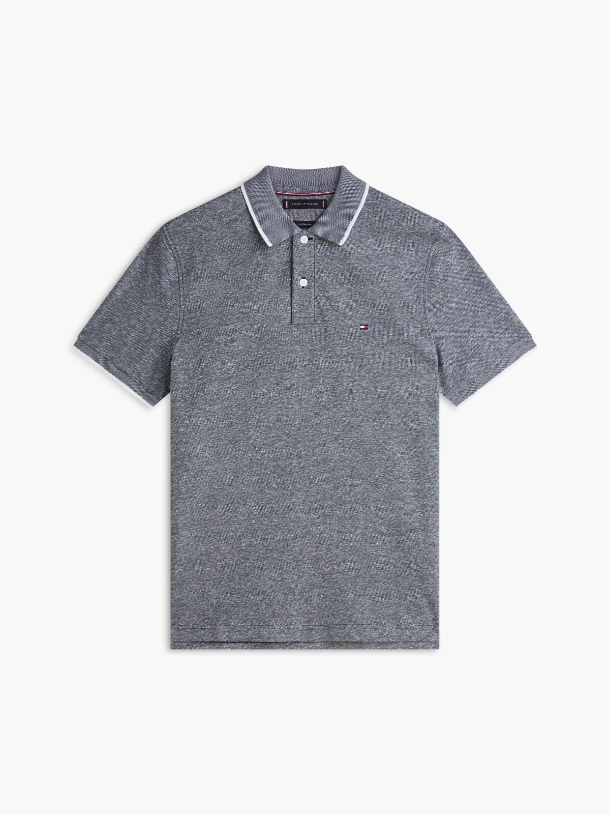 Regular Fit Linen-Blend Pique Polo — Navy