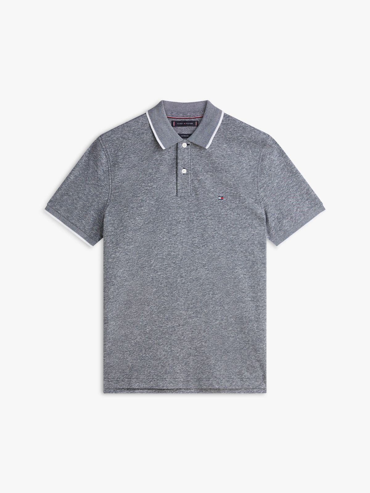 Regular Fit Linen-Blend Pique Polo — Navy