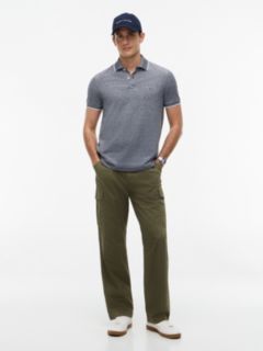 Regular Fit Linen-Blend Pique Polo — Navy 2