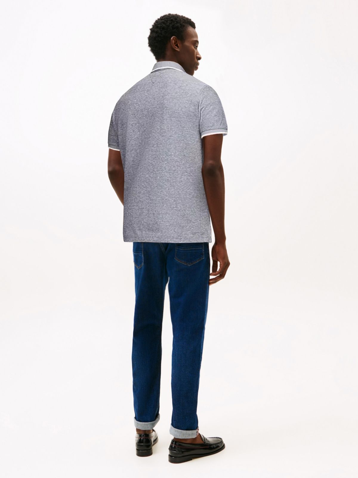 Regular Fit Linen-Blend Pique Polo — Navy