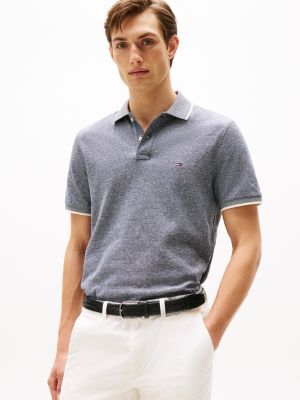 Regular Fit Linen-Blend Pique Polo, Navy