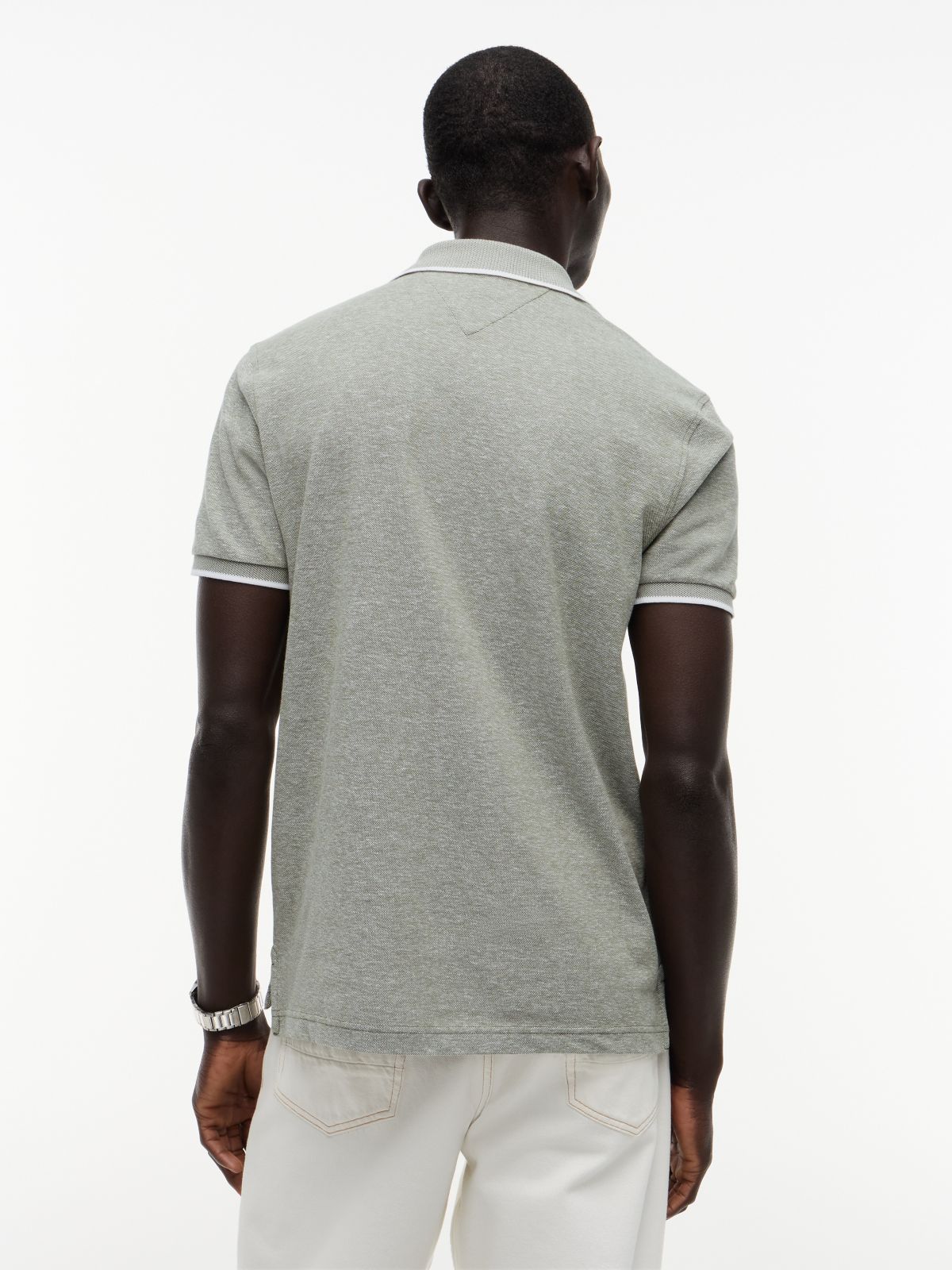 Regular Fit Linen-Blend Pique Polo — Dark Artichoke