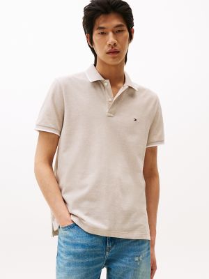 Regular Fit Linen-Blend Pique Polo, Sandalwood