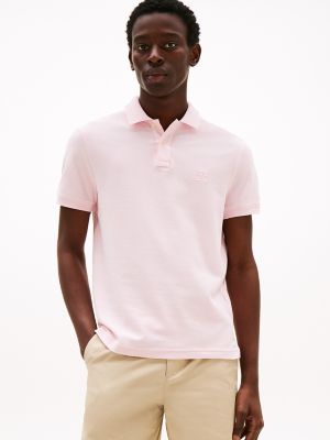 Polo à monogramme brodé, coupe régulière, rose pâle