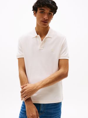 Regular Fit Embroidered Monogram Polo, Ivory Petal