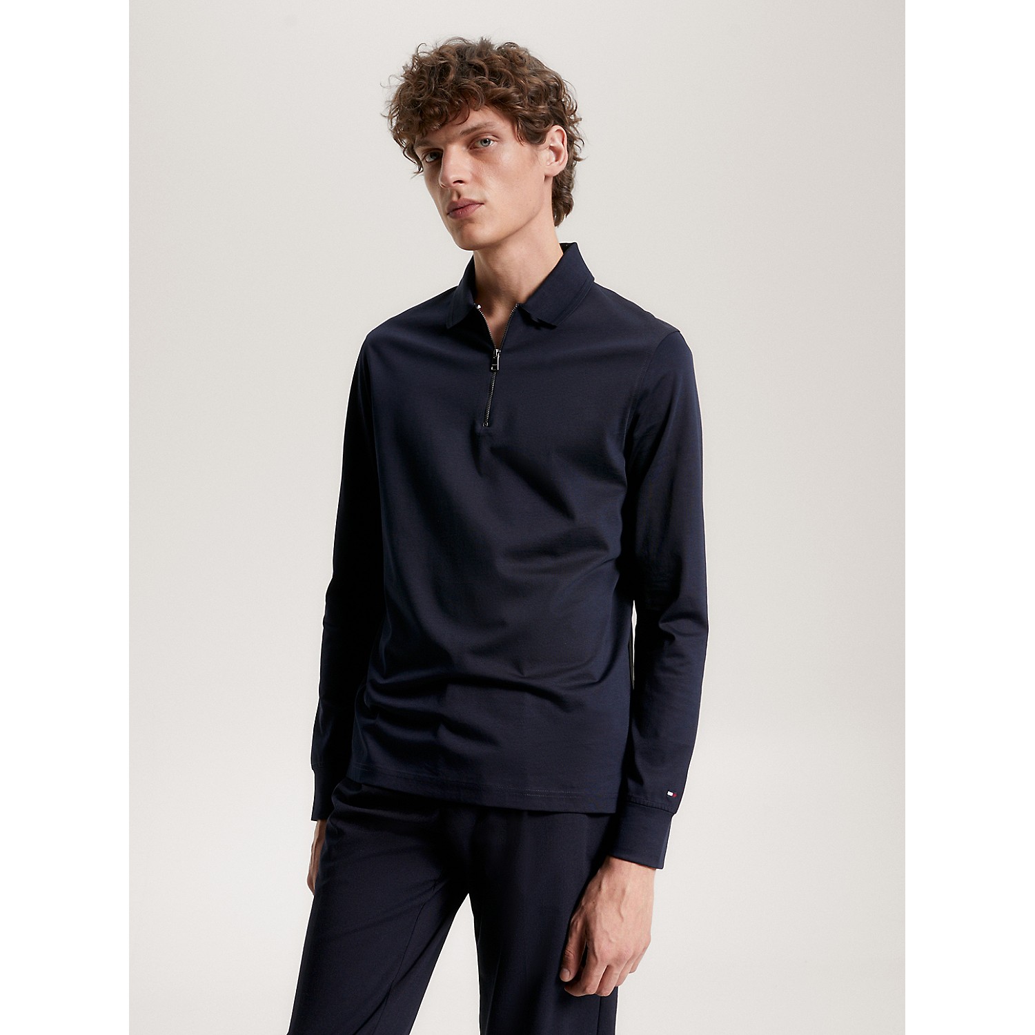 TOMMY HILFIGER Regular Fit Zip Long-Sleeve Polo