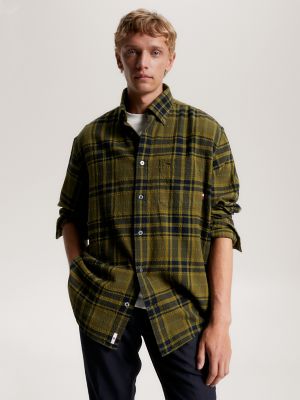 Oversized Fit Seersucker Tartan Shirt, Putting Green/Multi