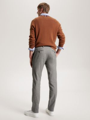 Straight Fit Brushed Herringbone Trouser, Medium Grey Heather
