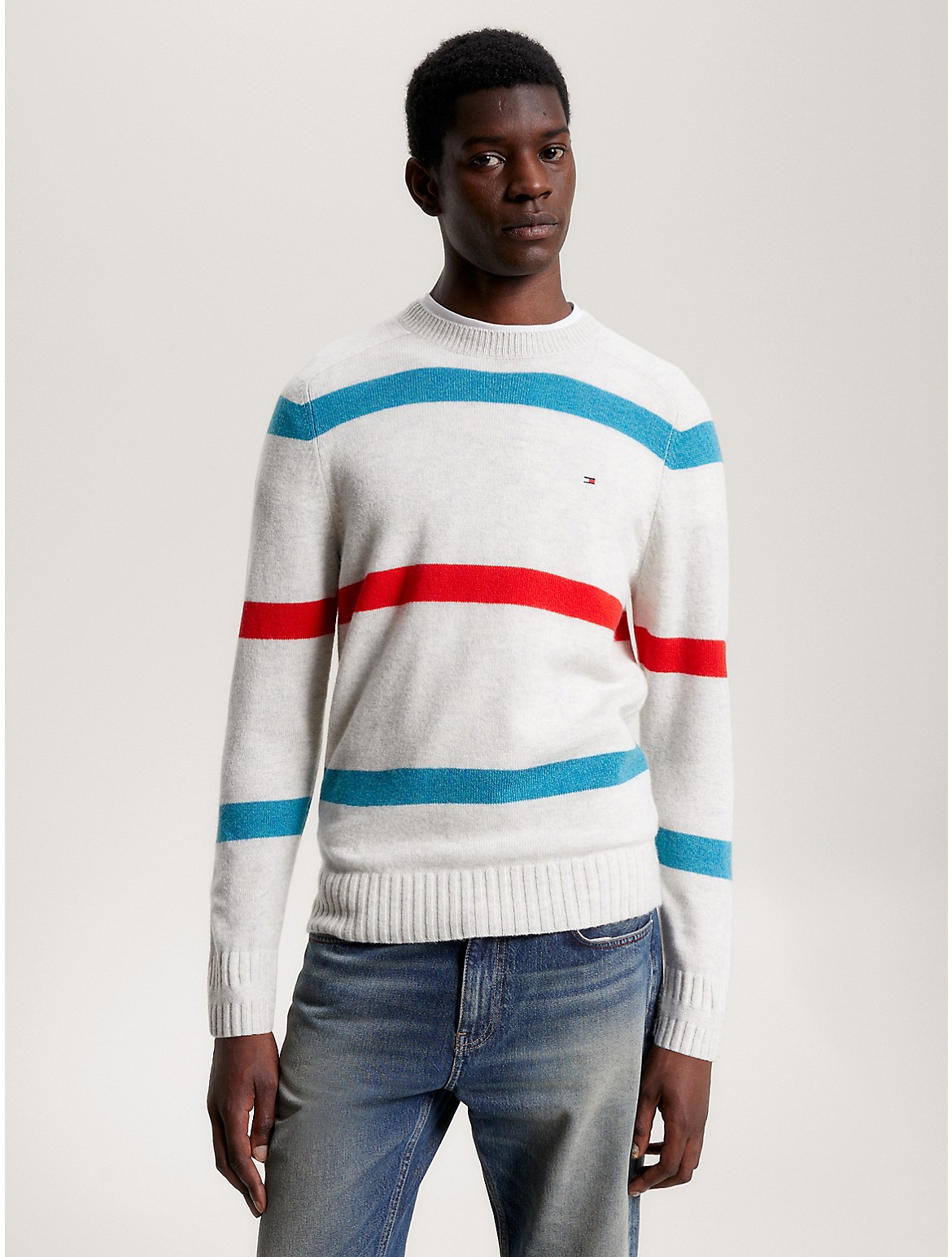 Tommy Hilfiger Men's Stripe Merino Wool Sweater
